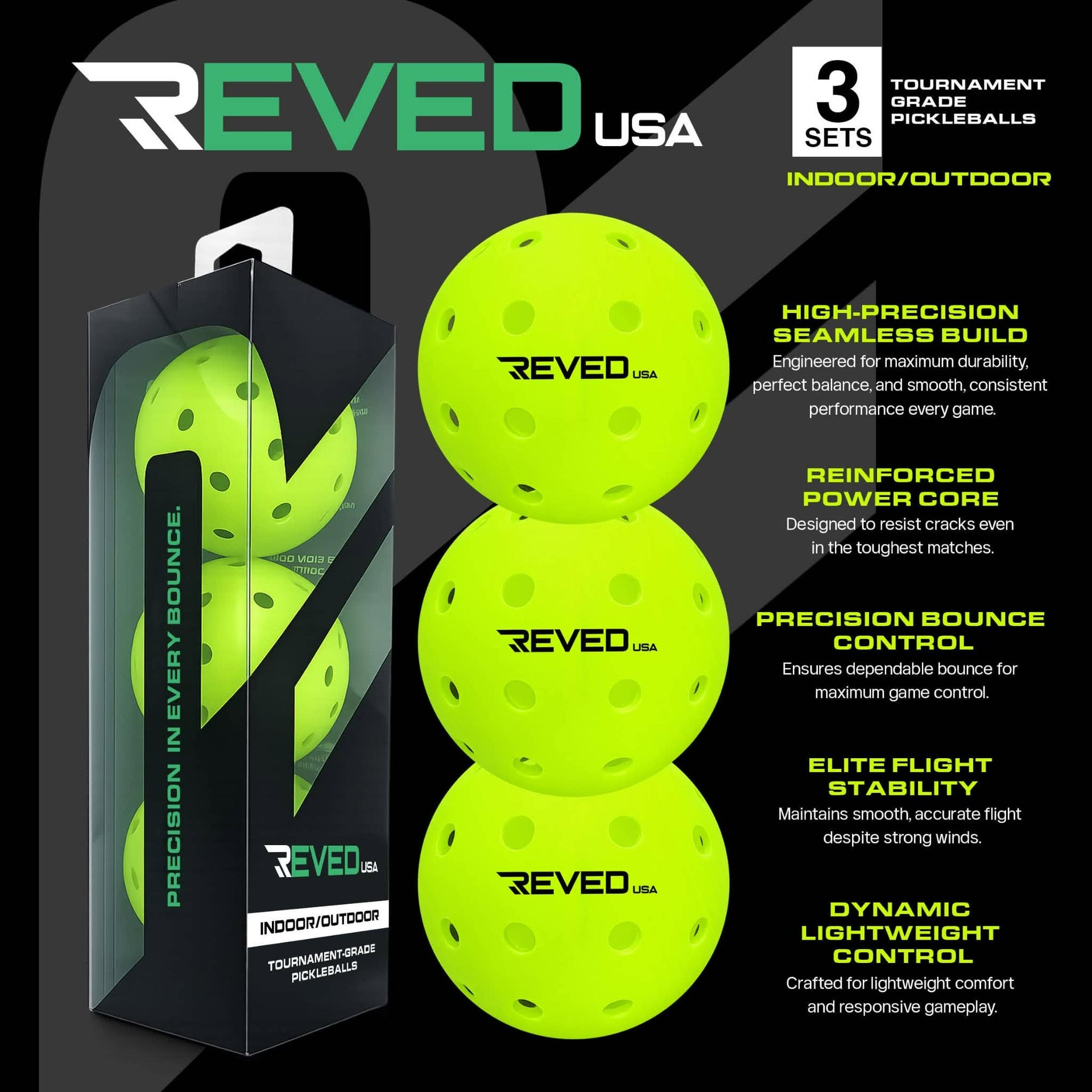 REVED Tournament Grade Pickleballs